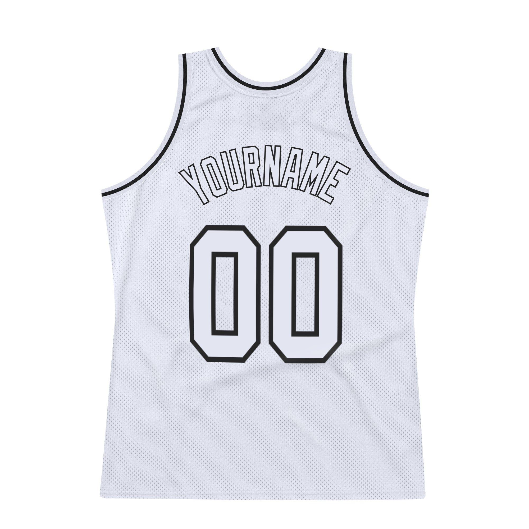 Custom White White-Black Authentic Throwback Basketball Jersey