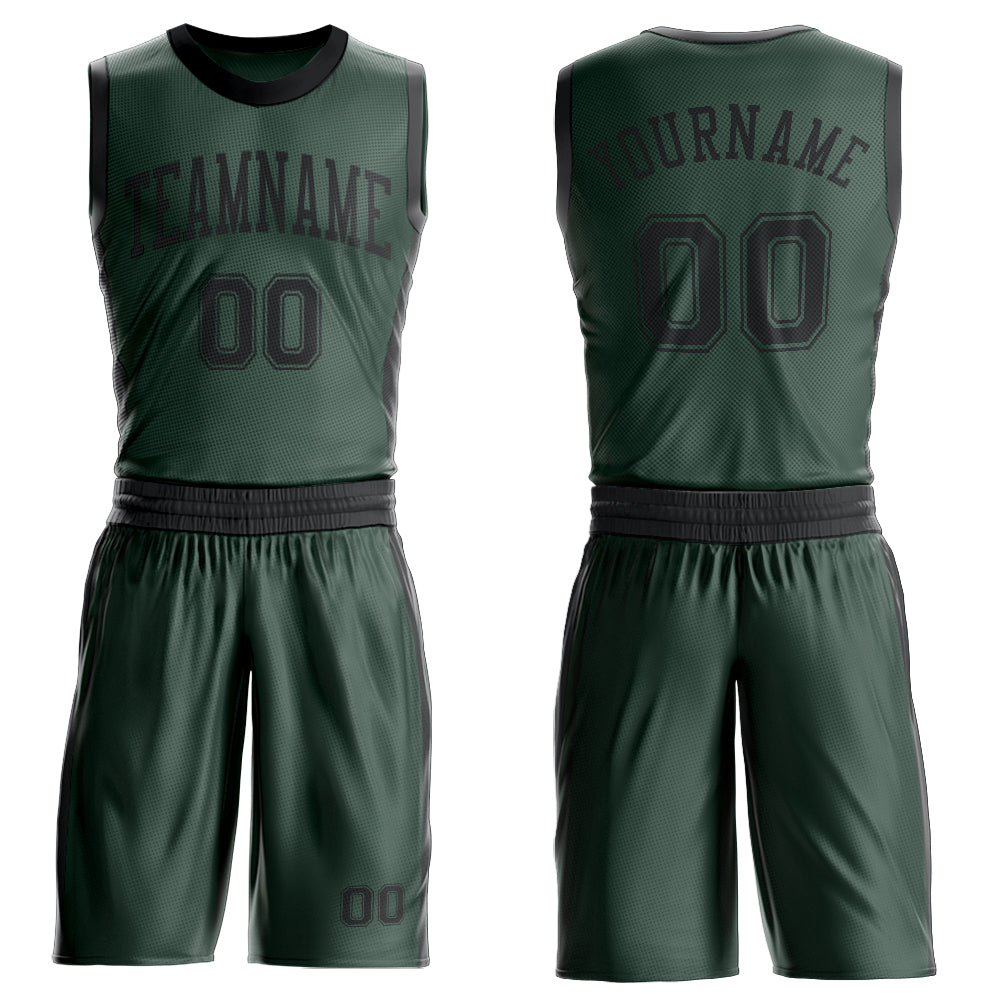 Custom Green Black Round Neck Suit Basketball Jersey
