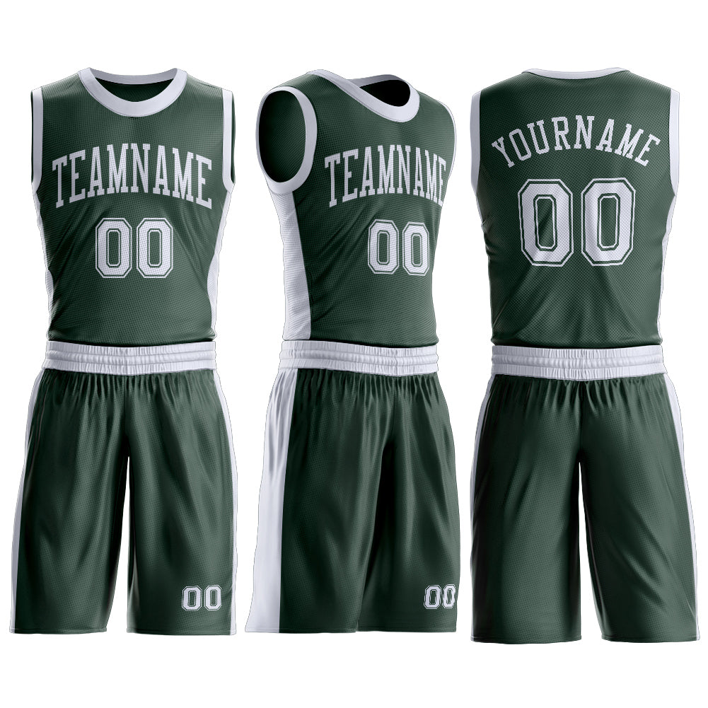 Custom Green White Round Neck Suit Basketball Jersey
