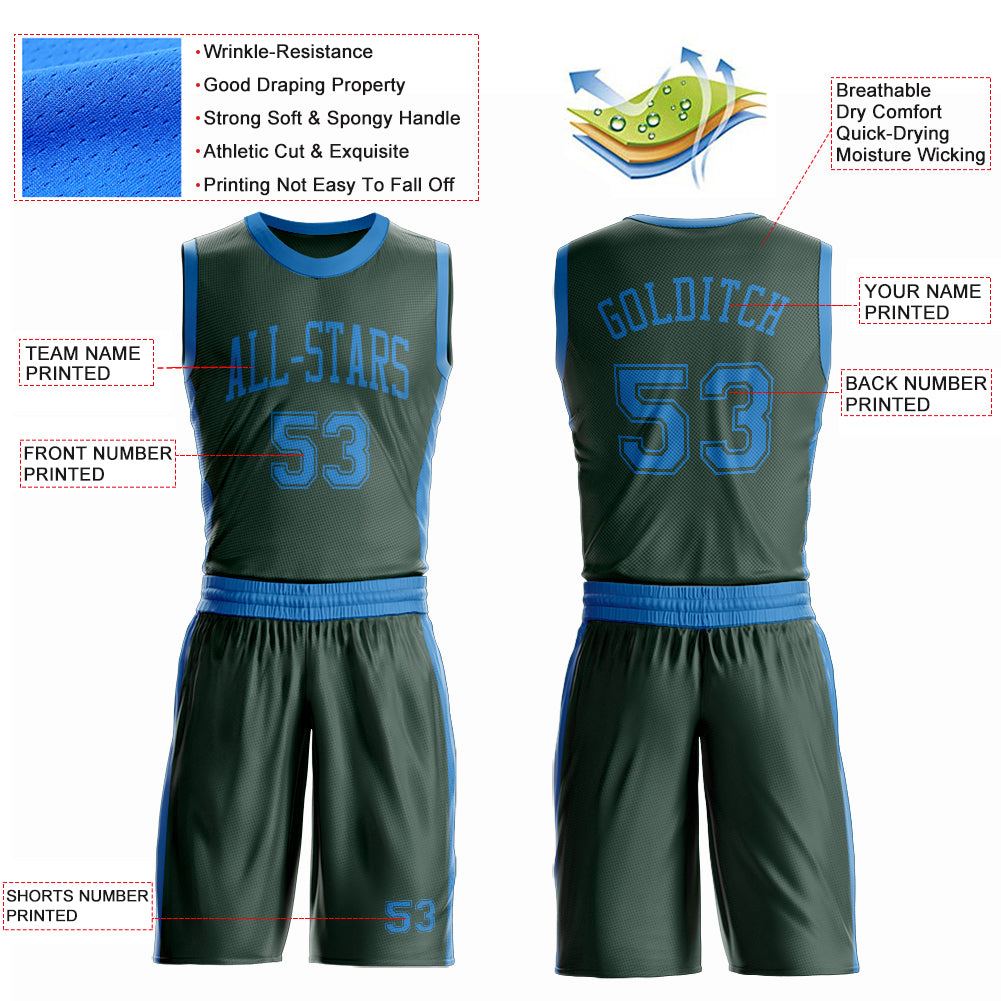 Custom Green Blue Round Neck Suit Basketball Jersey