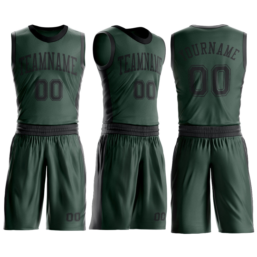 Custom Green Black Round Neck Suit Basketball Jersey