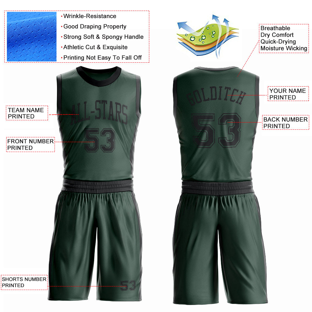 Custom Green Black Round Neck Suit Basketball Jersey