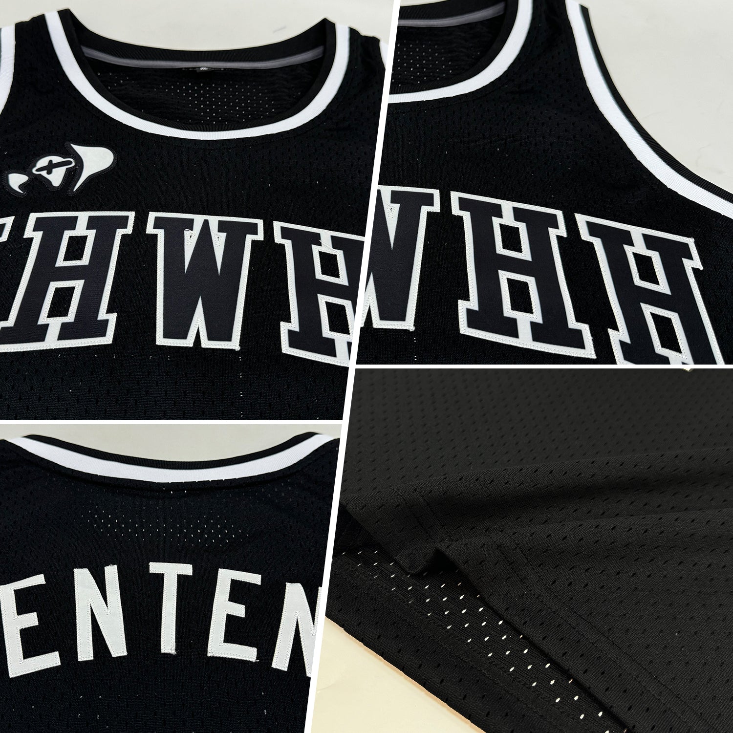 Custom Black Black-White Authentic Throwback Basketball Jersey