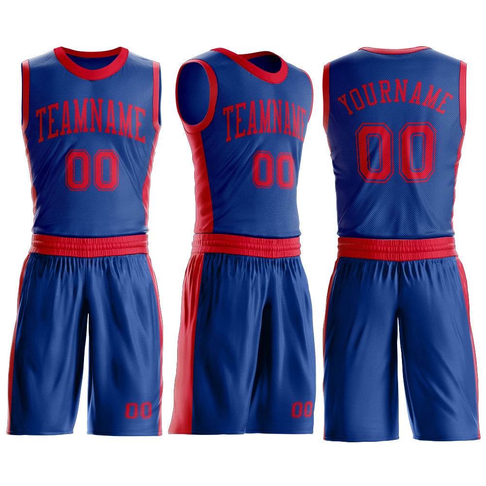 Custom Royal Red Round Neck Suit Basketball Jersey